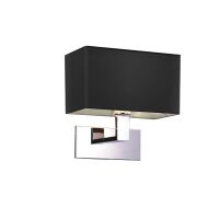 Kinkiet Martens AZzardo MB2251-B-E27 BK AZ1556 z metalu w kolorze chromu i czarnego materiału w kształcie prostokąta nowoczesna