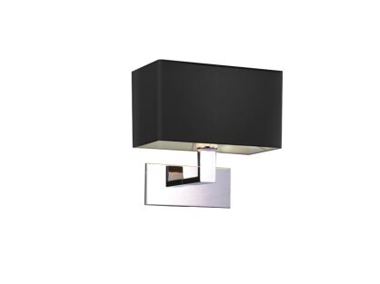 Kinkiet Martens AZzardo MB2251-B-E27 BK AZ1556 z metalu w kolorze chromu i czarnego materiału w kształcie prostokąta nowoczesna