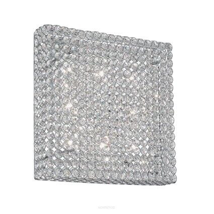 Plafon ADMIRAL PL8 Ideal Lux 080352   klosz w kształcie prostokąta z metalowych pierścieni wewnątrz których znajdują się kryształki