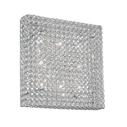 Plafon ADMIRAL PL8 Ideal Lux 080352   klosz w kształcie prostokąta z metalowych pierścieni wewnątrz których znajdują się kryształki