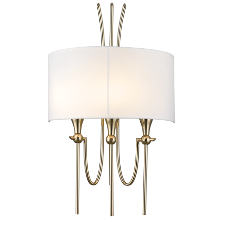 Lampa ścienna kinkiet Las Vegas - W03728AU COSMO Light wykonana w stylu nowojorskim abażur z tkaniny złota podstawa