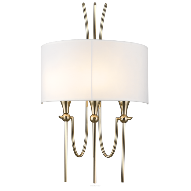 Lampa ścienna kinkiet Las Vegas - W03728AU COSMO Light wykonana w stylu nowojorskim abażur z tkaniny złota podstawa
