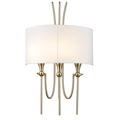Lampa ścienna kinkiet Las Vegas - W03728AU COSMO Light wykonana w stylu nowojorskim abażur z tkaniny złota podstawa