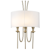 Lampa ścienna kinkiet Las Vegas - W03728AU COSMO Light wykonana w stylu nowojorskim abażur z tkaniny złota podstawa
