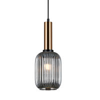 Lampa wisząca ANTIOLA PND-5588-1M-BRO+SG Italux  NOWOCZESNA DYMIONY SZKLANY KLOSZ  MOSIĘŻNE WYKOŃCZENIE ŚREDNICA 15 CM E27
