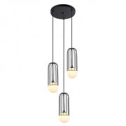 Lampa wisząca Simon MDM-3938/3 BK Italux Okrągła podsufitka czarna szklane kule 