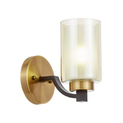 Kinkiet VIGATTO W1 LUMINA DECO LDW 1224-1 (BK+MD) mosiądz podwójny klosz loft