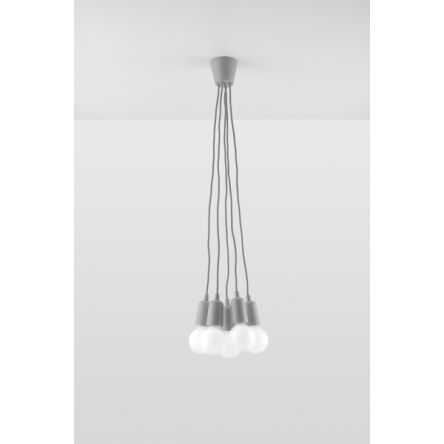 LAMPA WISZĄCA DIEGO 5  SZARA SOLLUX  Lampa Ścienna NOWOCZESNY stal  SL.0577 metalowa lampa LED