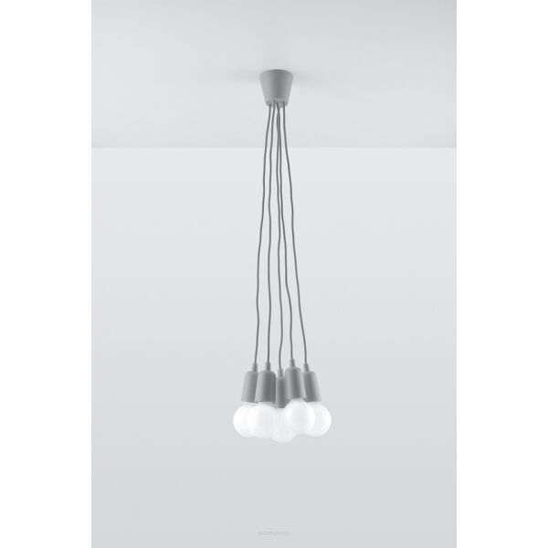 LAMPA WISZĄCA DIEGO 5  SZARA SOLLUX  Lampa Ścienna NOWOCZESNY stal  SL.0577 metalowa lampa LED