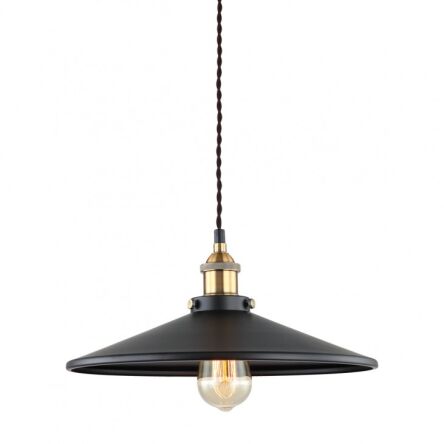 Lampa wisząca Verda - MDM-3458/1L BK+GD   Italux w surowym stylu industrialnym metalowy klosz czarny z ozdobnymi złotymi elementami