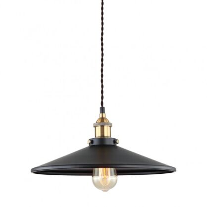 Lampa wisząca Verda - MDM-3458/1L BK+GD   Italux w surowym stylu industrialnym metalowy klosz czarny z ozdobnymi złotymi elementami