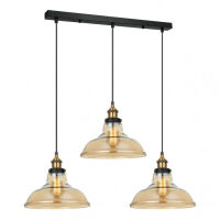 Lampa wisząca HUBERT MDM-2381/3 GD+AMB Italux VINTAGE RETRO bursztynowe klosze ze szkła