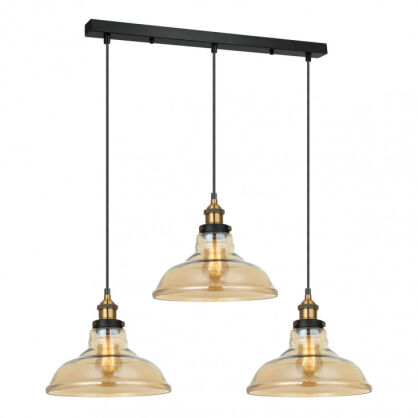 Lampa wisząca HUBERT MDM-2381/3 GD+AMB Italux VINTAGE RETRO bursztynowe klosze ze szkła