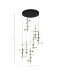 Nowoczesna lampa wisząca Helmond PND-43883-28 Italux czarno - złota - 2