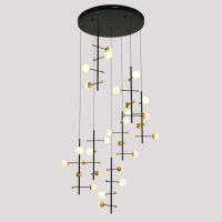 Nowoczesna lampa wisząca Helmond PND-43883-28 Italux czarno - złota