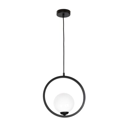 Lampa wisząca BOSTON biała kula z czarną obręczą 1xE14 MLP5593 