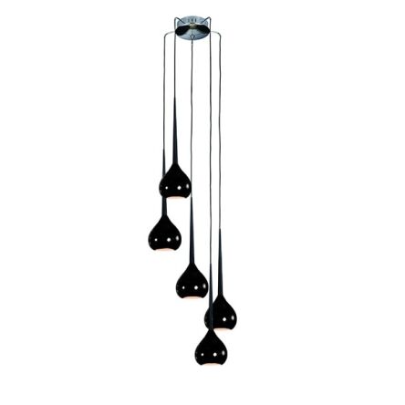 Lampa wisząca Aga 5 Black AZzardo MD1289-5 BK AZ1070 czarna nowoczesna opływowy kształt 5 kloszy
