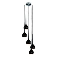 Lampa wisząca Aga 5 Black AZzardo MD1289-5 BK AZ1070 czarna nowoczesna opływowy kształt 5 kloszy