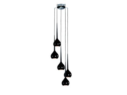 Lampa wisząca Aga 5 Black AZzardo MD1289-5 BK AZ1070 czarna nowoczesna opływowy kształt 5 kloszy