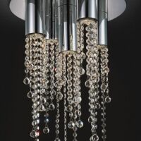 Plafon Larix MX93708-5A Italux eleganckie klosze z metalu w kształcie tub spod nich wyłaniają się kryształki podsufitka na kole