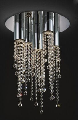 Plafon Larix MX93708-5A Italux eleganckie klosze z metalu w kształcie tub spod nich wyłaniają się kryształki podsufitka na kole