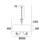 Lampa wisząca Abu Dhabi - P05406WH COSMO Light nowoczesna lampa z metalową podstawą o wykończeniu chromowanym biały okrągły abażur w kształcie tuby 50 cm średnicy - 5