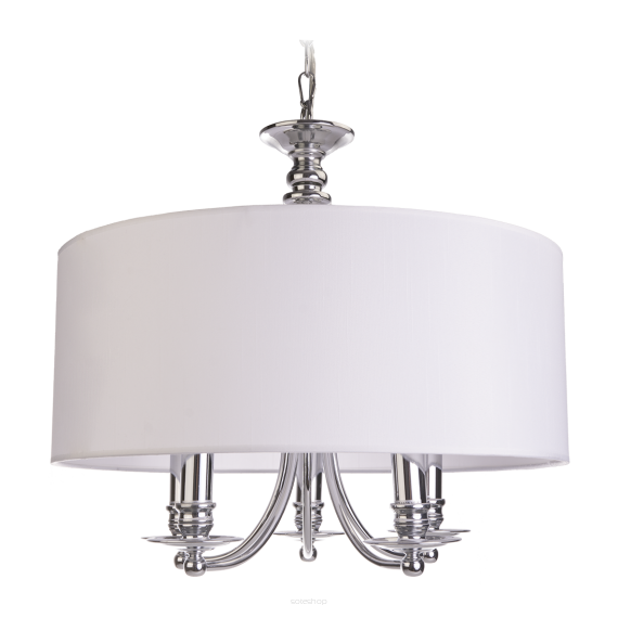 Lampa wisząca Abu Dhabi - P05406WH COSMO Light nowoczesna lampa z metalową podstawą o wykończeniu chromowanym biały okrągły abażur w kształcie tuby 50 cm średnicy