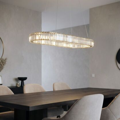 Lampa wisząca SPARK OVAL PENDANT 120 CCT DIMM Złota z pilotem AZ6711 AZZARDO