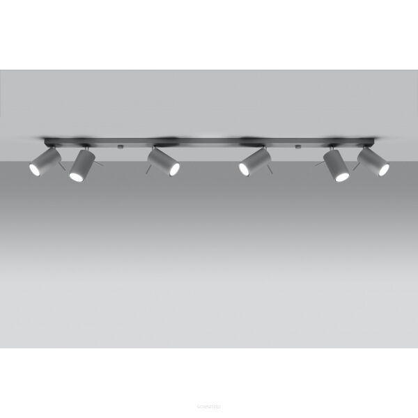 LAMPA SUFITOWA LISTWA SUFITOWA  RING 6L Szary SOLLUX  Lampa Ścienna NOWOCZESNY stal  SL.0454 metalowa lampa  SOLLUX LIGHTING tuby
