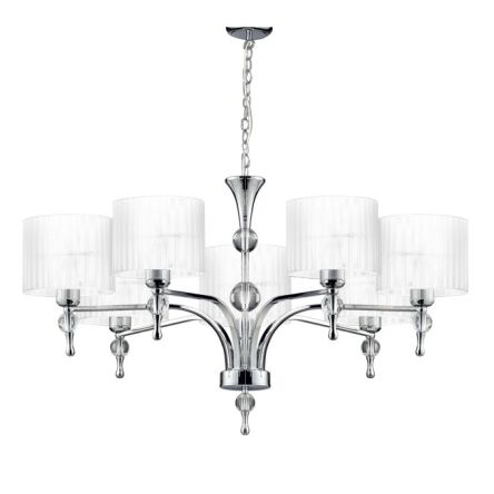Lampa Wisząca Impress 7 Azzardo 1976-7P WH  z metalu o wykończeniu chromowanym i szklanym abażury w kolorze białym