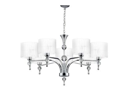 Lampa Wisząca Impress 7 Azzardo 1976-7P WH  z metalu o wykończeniu chromowanym i szklanym abażury w kolorze białym