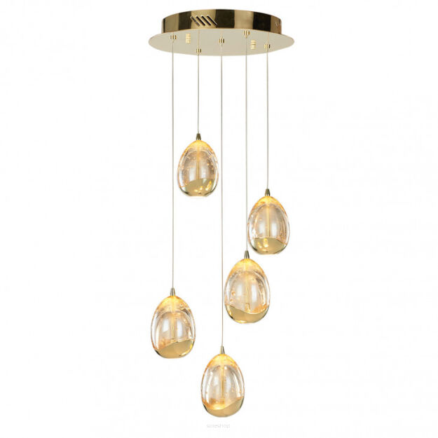 Lampa wisząca HUELTO Italux PND-22112132-5A-CHPN Zjawiskowa złote wykończenie