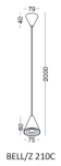Lampa wisząca BELL/Z 210C  ELKIM  Stożek Czarna lub biała aluminium + szkło LED 4000K / 3000K - 4