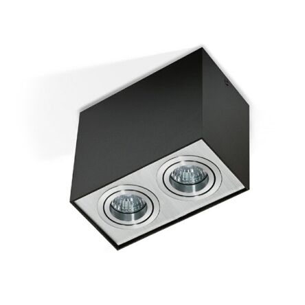 LAMPA NATYNKOWA Eloy 2 aluminium/czarny AZzardo GM4204 AL/BK  AZ1355  prostokąt natynkowy techniczny podwójny