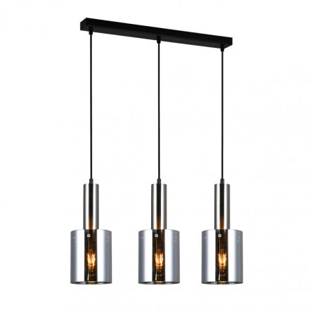 Lampa wisząca SARDO PND-5581-3-SC+SG Italux Czarna podłużna podsufitka Dymione klosze w kształcie tub długość 61 cm