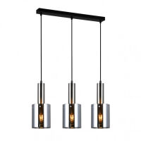 Lampa wisząca SARDO PND-5581-3-SC+SG Italux Czarna podłużna podsufitka Dymione klosze w kształcie tub długość 61 cm