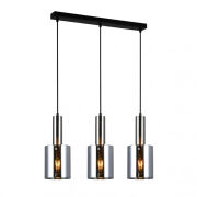 Lampa wisząca SARDO PND-5581-3-SC+SG Italux Czarna podłużna podsufitka Dymione klosze w kształcie tub długość 61 cm