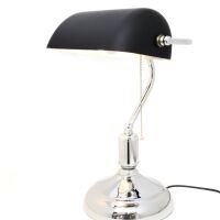Lampa stołowa BANKER LDT 305 (BK+CHR) Lumina Deco bankierska czarna chrom