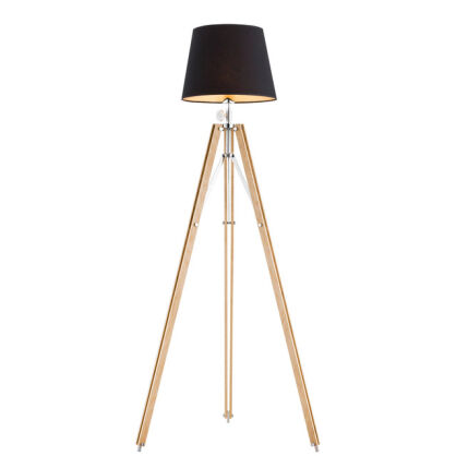 Lampa podłogowa ASTER 3421 Argon Drewniana trójnożna podstawa+ abażur 150 cm