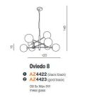 Lampa wisząca OVIEDO 8 AZ4423 Azzardo metal szkło czarno-złota G9 - 2