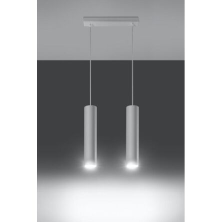 Lampa wisząca LAGOS 2 SL.0324 wiszaca w kolorze białym dwie tuby umieszczone na podsufitce w kształcie listwy idealna do jadalni