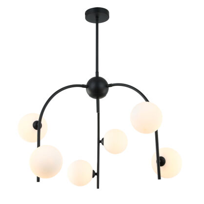 Lampa wisząca CELINE MDM-3800/6 BK+W Italux NOWOCZESNA LOFTOWA LAMPA 2 ŹRÓDEŁ ŚWIATŁA METAL / SZKŁO 