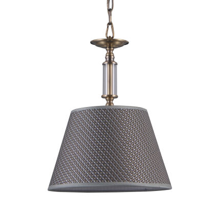 Lampa wisząca ZANOBI PND-43272-1 Italux Klasyczny abażur  SZARY / ANTYCZNY BRĄZ 