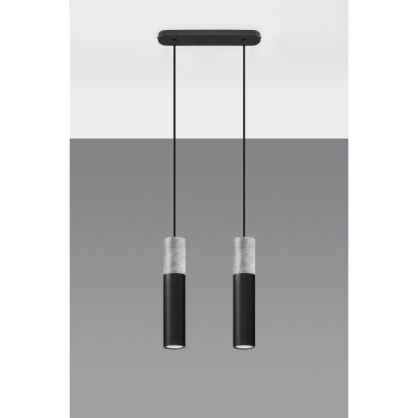LAMPA  WISZĄCA BORGIO 2 CZARNE STALOWE TUBY ZAKOŃCZONE BETONEM IDEALNA DO SALONU SL.0651 SOLLUX