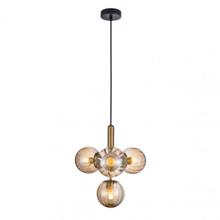 Lampa wisząca Ravena PND-2324-4B BRO+AMB Italux Nowoczesna mosiądz