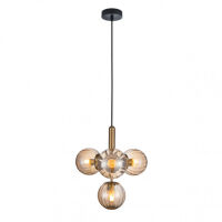 Lampa wisząca Ravena PND-2324-4B BRO+AMB Italux Nowoczesna mosiądz