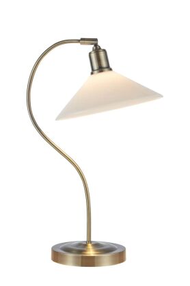 Lampa stołowa Vela 1L E27 108863 Markslojd antyczny mosiądz/biała 49,5cm, klosz Ø25cm