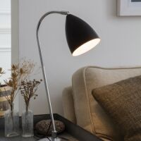 Lampa stołowa Joel Table- Astro 4544 stalowe ruchome ramię klosz kielich czarny polerowany chrom