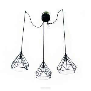 Lampa wisząca TRIANGOLO 163 Milagro industrialna klatka druciana czarny biały pająk ML163