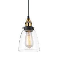 Zwis FRANCIS  MDM-2563/1 GD+CL Italux ponadczasowy RETRO CZARNO / ZŁOTY KORPUS TRANSPARENTNY KLOSZ E27